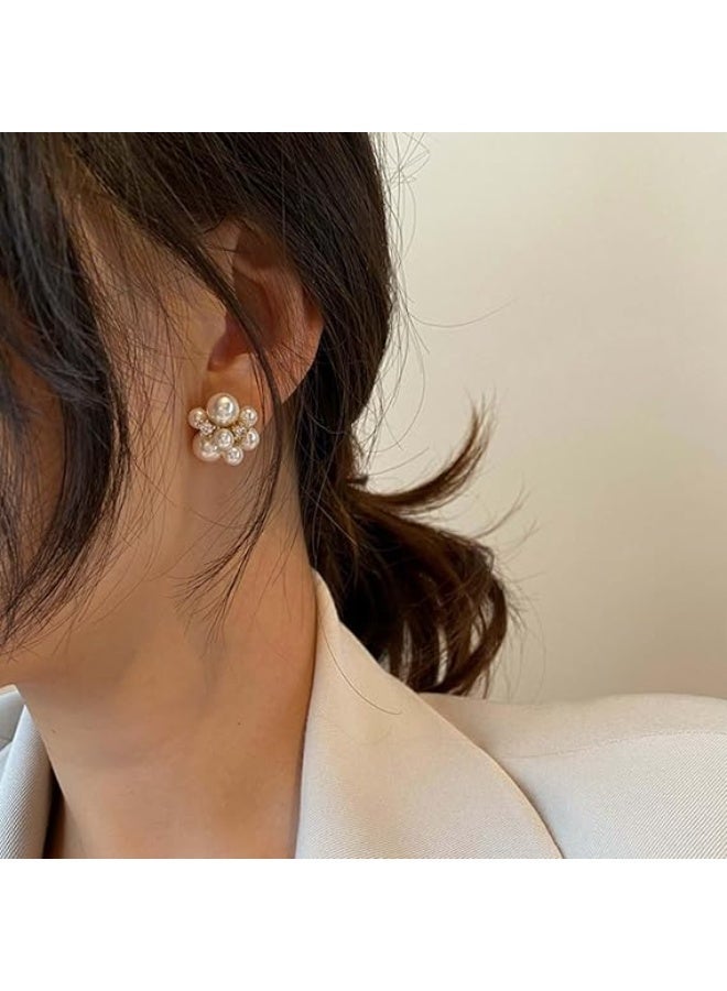 Ucanbe Pearl Floral Ball Stud Earrings | S925 Silver Needle | Elegant & Versatile for Women - Image 5